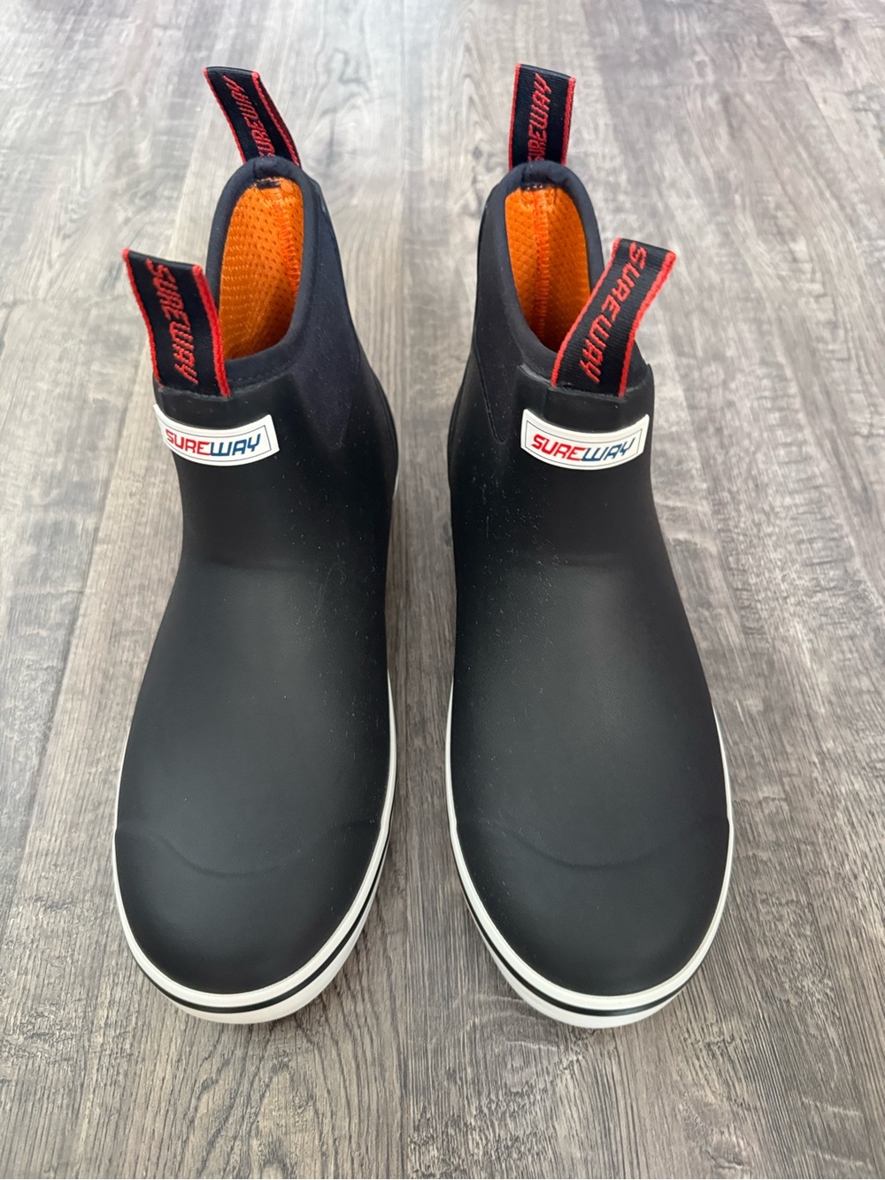Sureway Men’s Black Pull-On Ankle Rain Boots Waterproof Slip Resistant M9 W10.5
